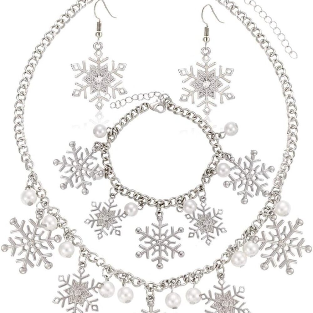 Christmas Snowflake Necklace Bracelet Earrings Snowflake Charm Link Bracelet Aus